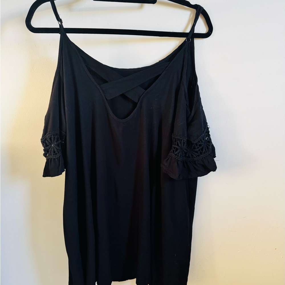 Choies Black Cold Shoulder Blouse